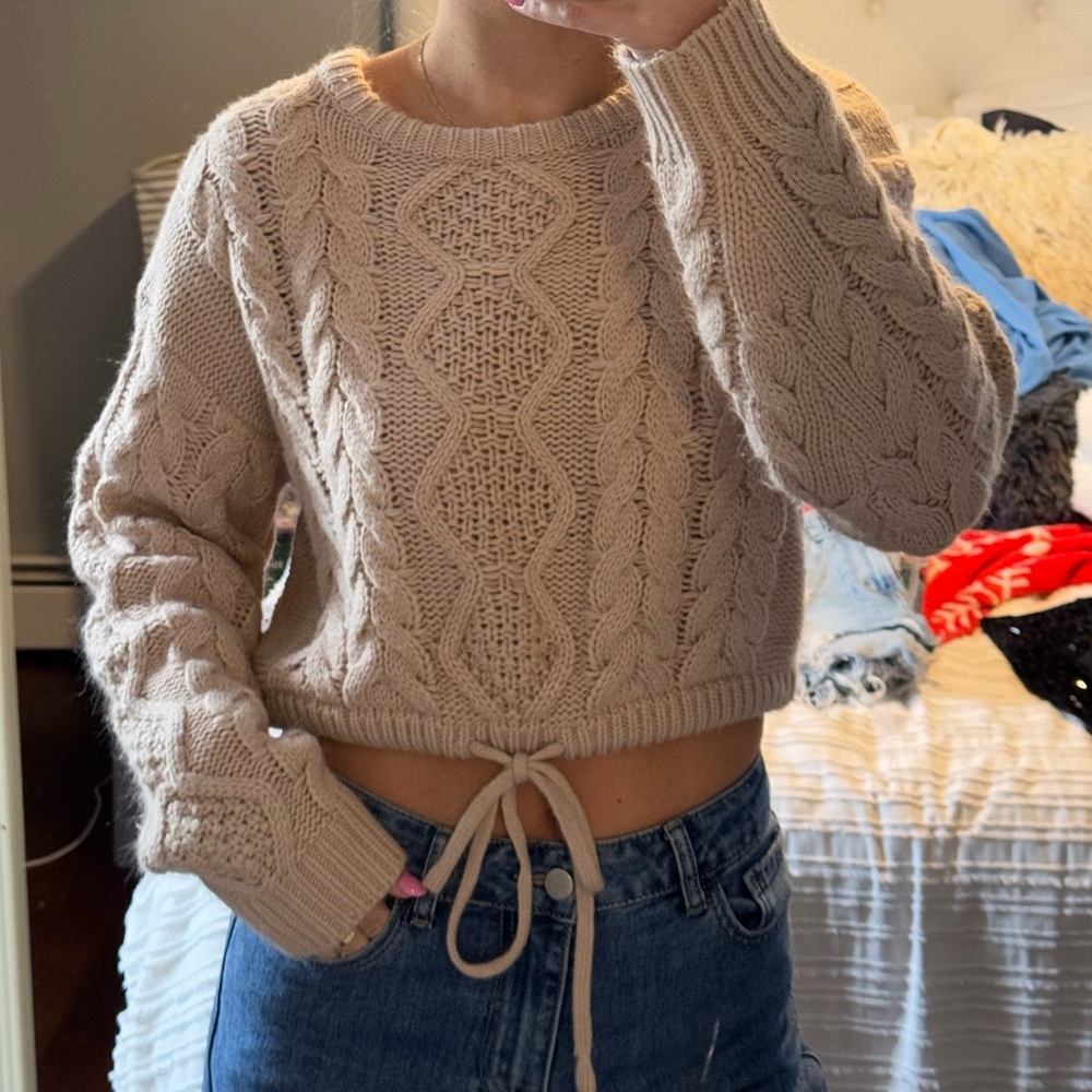 Cable Knit Beige Sweater
